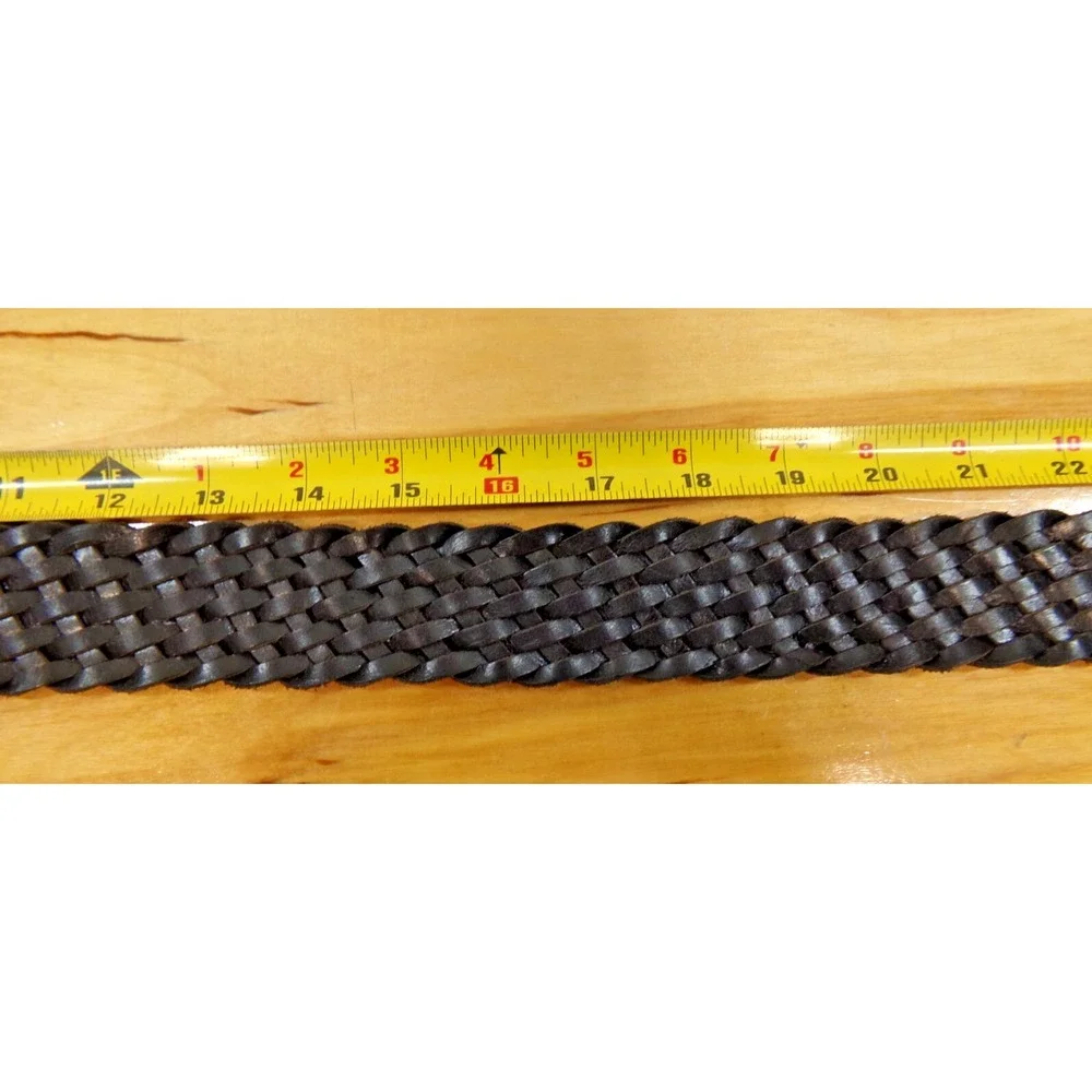 Michael Kors 552518 Size‎ L Black Woven Leather Belt w/Brass Buckle 44